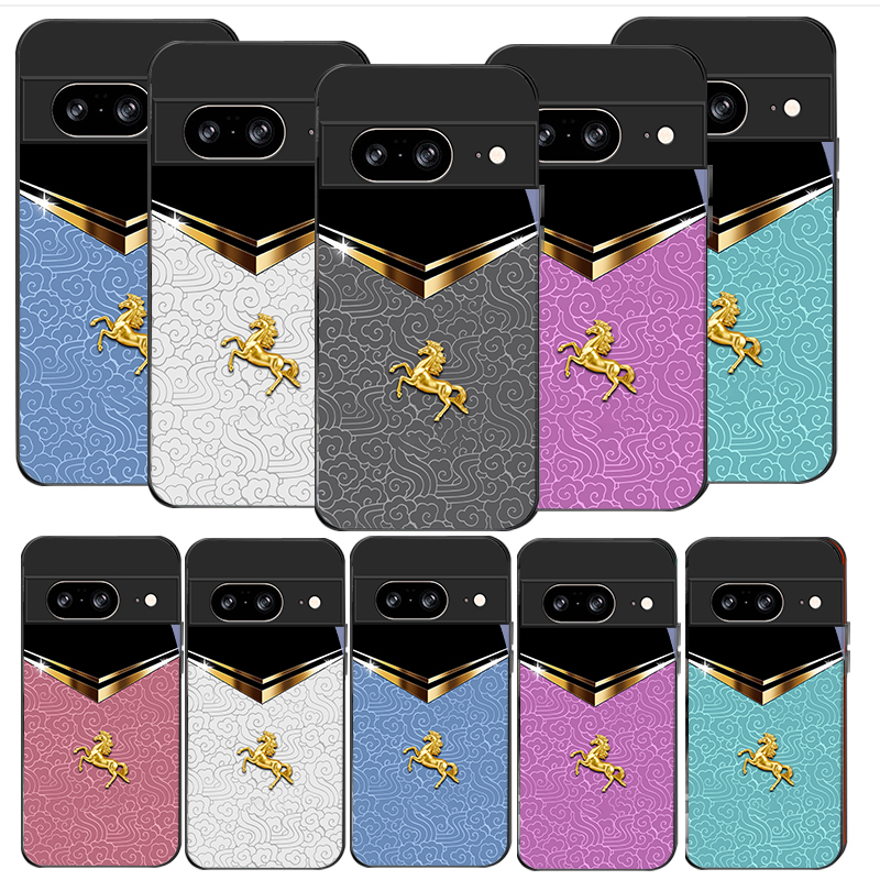 Google Pixel 9 - Donkere Nacht Gouden Paard Telefoonhoesje van