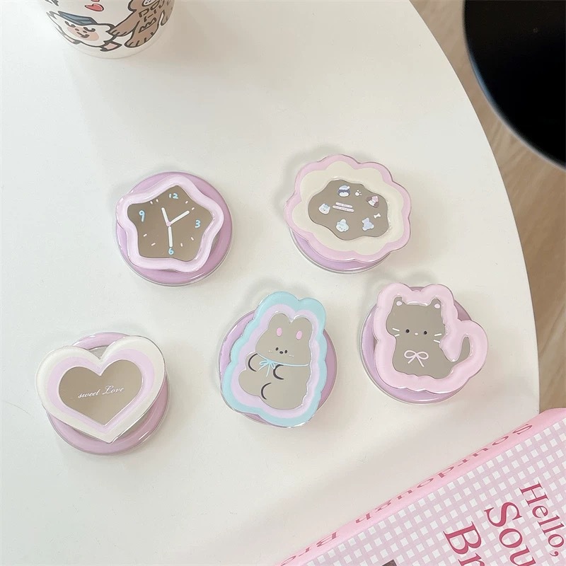 Accessories With Watch - Cartoon Spiegel Telescopische Telefoonstandaard Kawaii Ins