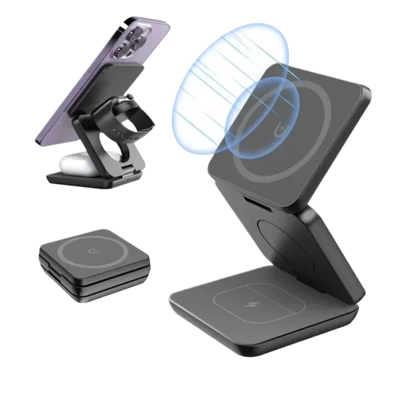 Smartwatch Ac - 3-in-1 opvouwbare magnetische draadloze opladerstandaard voor